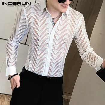 Fashion Sexy Men Dress Shirt Lace Long Sleeve Transparent Mesh 2020 Party Nightclub Shirts Mens Breathable Camisa S-5XL INCERUN
Fashion Sexy Men Dress Shirt Lace Long Sleeve Transparent Mesh 2020 Party Nightclub Shirts Mens Breathable Camisa S-5XL INCERUN