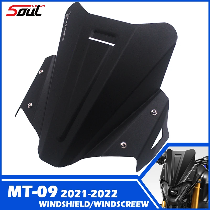 

Motorcycle Black Windshield Sport Windscreen Visor Fits For YAMAHA MT-09 2021 2022 MT09 21-22 FZ09 FZ-09