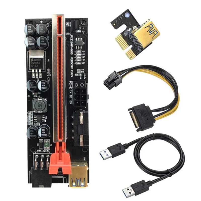 VER009C PLUS usb 3.0 PCI-E Райзер Экспресс 1X до 16X адаптер карта SATA 15 контактов 6 питания |
