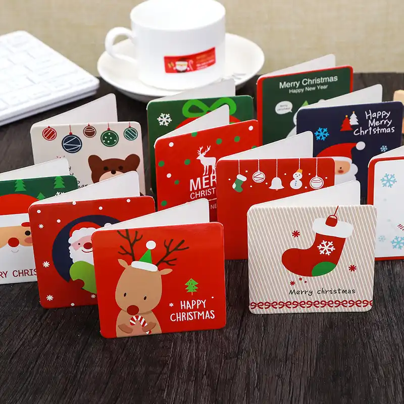 handmade creative furry ball nose diy cartoon christmas cards