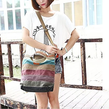 ASDS-Canvas Handbag Multi-Color Striped Lattice Cross Body Shoulder Purse Bag Tote-Handbag for Women
ASDS-Canvas Handbag Multi-Color Striped Lattice Cross Body Shoulder Purse Bag Tote-Handbag for Women
