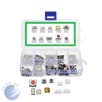 1 Box 10Values 250pcs Button Touch switch kit 3*4*2/2.5/4.3/ 3*6*2.5/5 4*4*0.8/1.5 6*6*3.1MM Assortment electronic component
1 Box 10Values 250pcs Button Touch switch kit 3*4*2/2.5/4.3/ 3*6*2.5/5 4*4*0.8/1.5 6*6*3.1MM Assortment electronic component