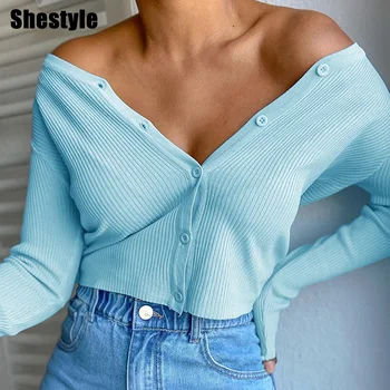 Shestyle Blue V Neck Button Up T Shirts Women Solid Texture Long Sleeve Stretchy Black Sexy Elegant Crop Tops Tees Trendy
Shestyle Blue V Neck Button Up T Shirts Women Solid Texture Long Sleeve Stretchy Black Sexy Elegant Crop Tops Tees Trendy