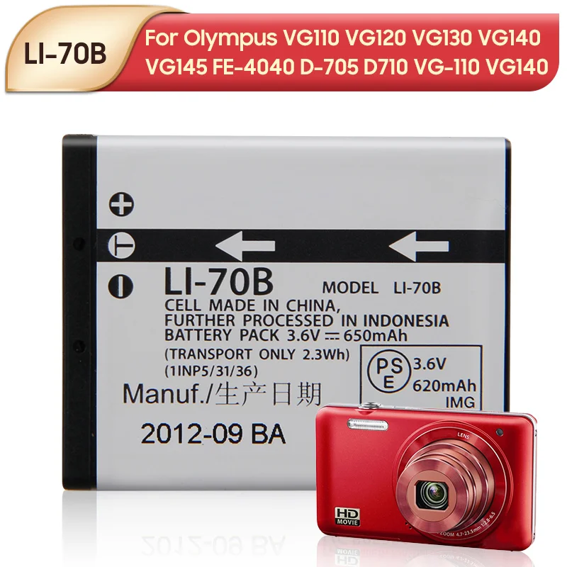 Оригинальная замена Камера Батарея LI-70B для цифровой камеры Olympus VG110 VG120 VG130 VG140 VG145