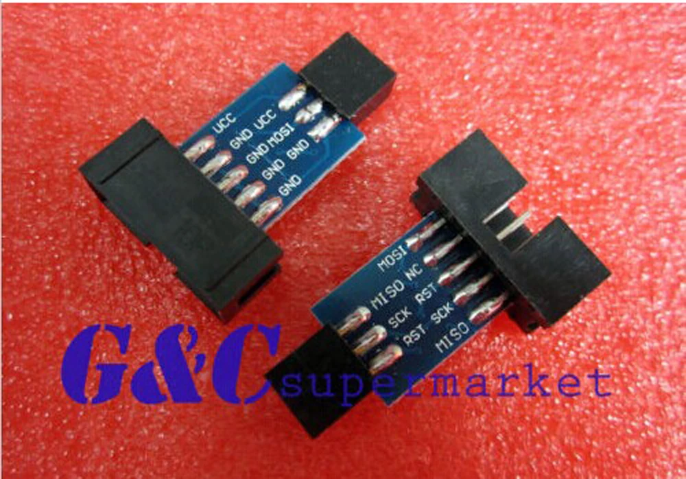 10PCS 10 to 6 Pin Adapter for AVRISP USBASP K500 Black diy electronics | Электронные компоненты и принадлежности