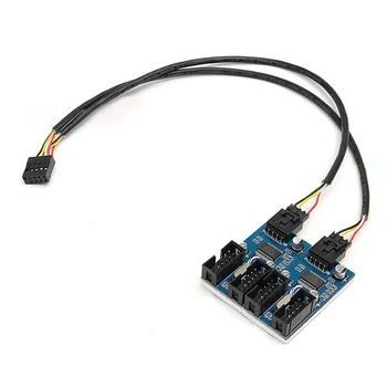 9 Pin USB Header Male 1 to 4 Female Extender Cable 9P USB2.0 Port Multiplier HUB KQS8
9 Pin USB Header Male 1 to 4 Female Extender Cable 9P USB2.0 Port Multiplier HUB KQS8