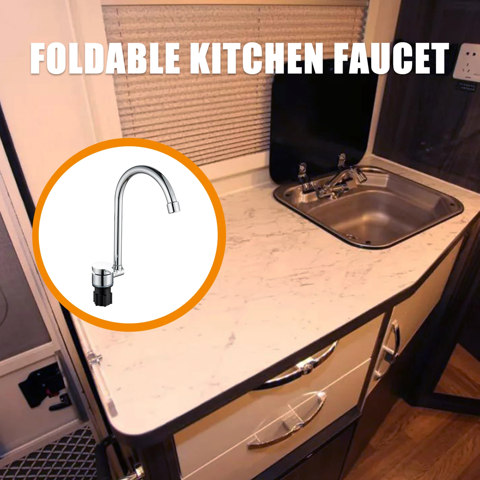 Foldable Faucet for Motorhome Rotation Kitchen Faucet Sink High Arch T1K1