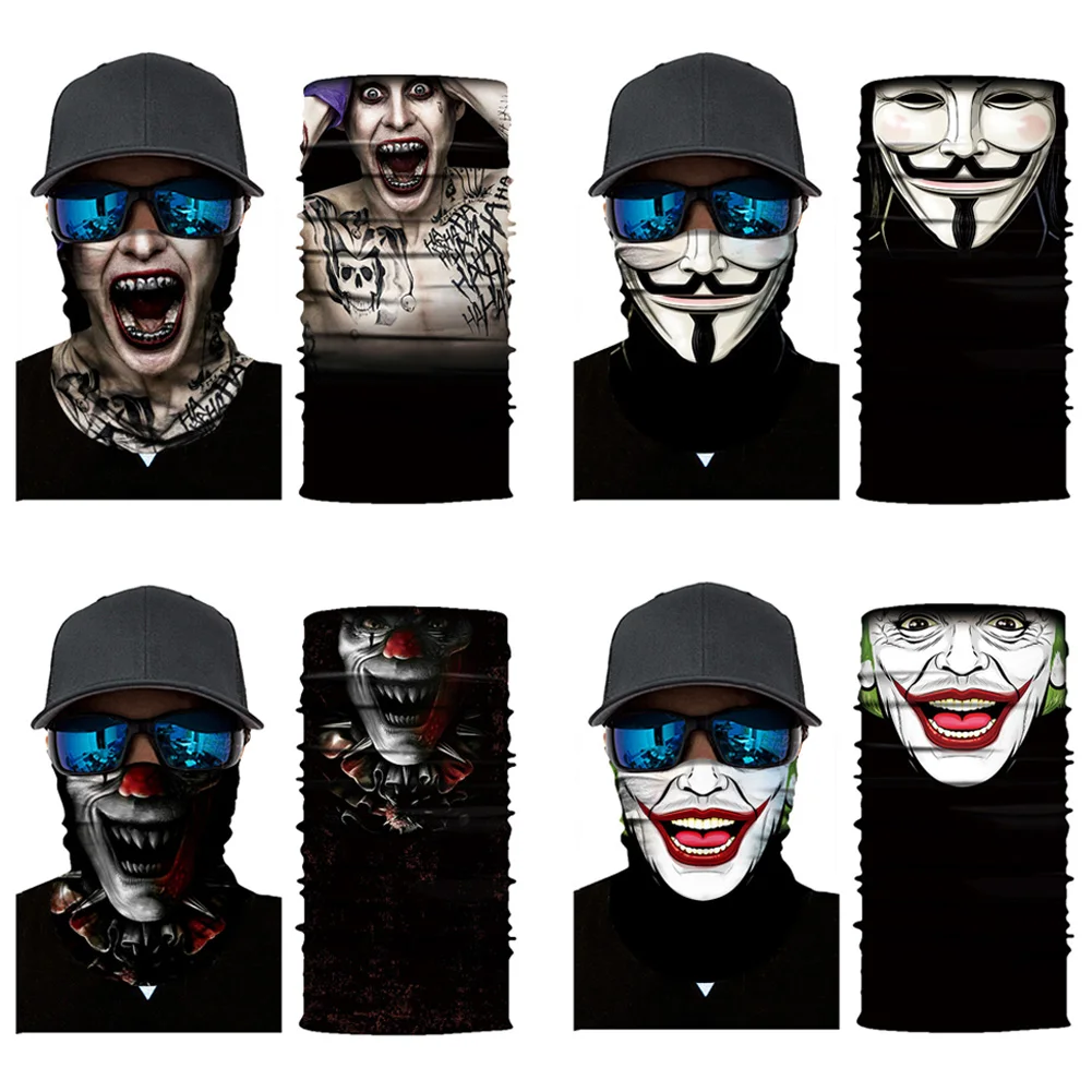 3D Seamless Multifunction Magic Clown Joker Men Skull Ghost Shield Tube Face Mask Headband Bandana Scarf Headwear Ring HeadScarf
3D Seamless Multifunction Magic Clown Joker Men Skull Ghost Shield Tube Face Mask Headband Bandana Scarf Headwear Ring HeadScarf