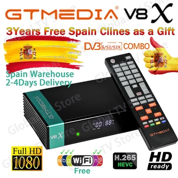 Ship from Spain GTMedia V8X 3 Years Free Spain Clines Full HD 1080P DVB-S/S2/S2X Receiver Built-in Wifi, V8 Nova Upgrade H.265
Ship from Spain GTMedia V8X 3 Years Free Spain Clines Full HD 1080P DVB-S/S2/S2X Receiver Built-in Wifi, V8 Nova Upgrade H.265