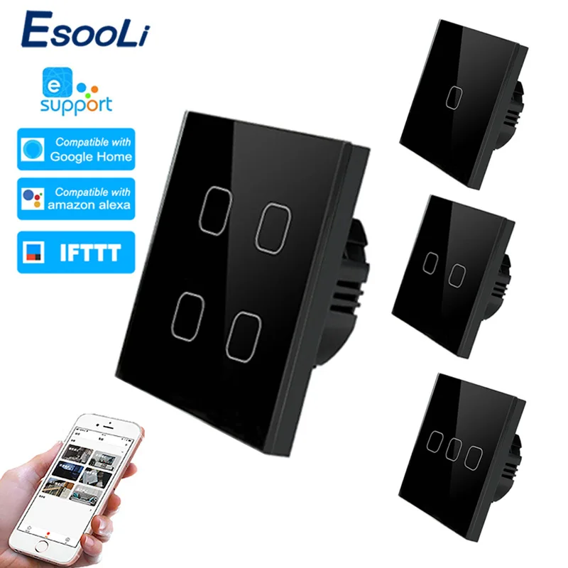 EsooLi ewelink Smart Home 1/2/3/4 Gang 1 way Wireless WiFi EU Standard Touch Switch Wall Light Switch,Luxury Crystal Glass
EsooLi ewelink Smart Home 1/2/3/4 Gang 1 way Wireless WiFi EU Standard Touch Switch Wall Light Switch,Luxury Crystal Glass