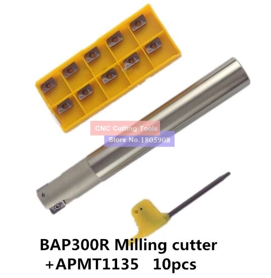 

BAP300R C10 10 120 C12 12 120 C14 14 130 C16 16 150 C20 20 160+APMT1135 Indexable Milling Cutter Holder with Carbide CNC Insert