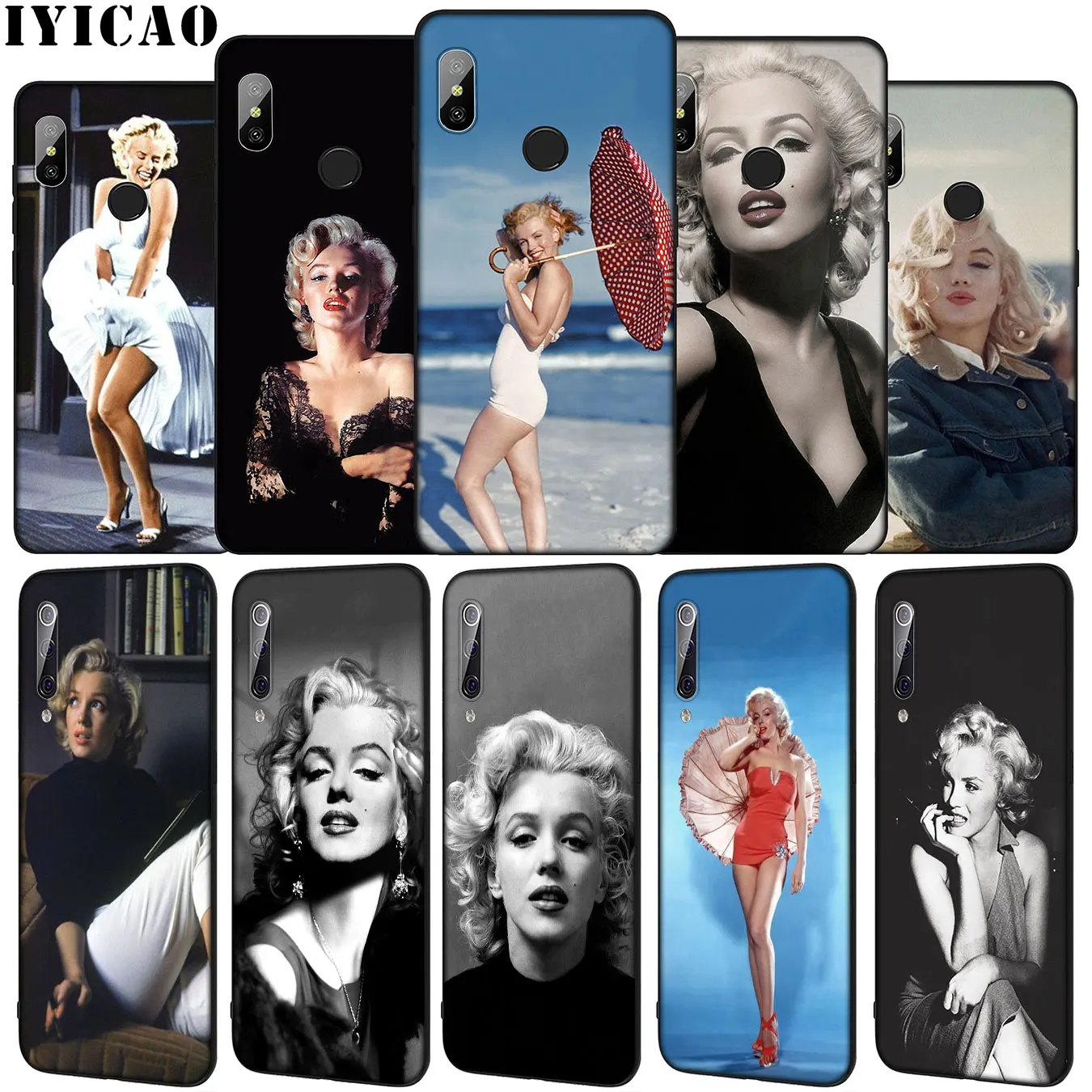 IYICAO Marilyn Monroe Soft Silicone Phone Case for Xiaomi Mi 10 9 9T A3 Pro 8 SE A2 Lite A1 CC9 CC9E 6 pocophone f1 Mi10 Cover | Мобильные