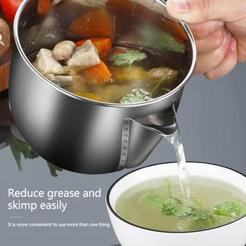 Kitchen Gravy Oil Soup Fat Separator Bowl Multi-Use 304 Stainless Steel Grease Oiler Filter Strainer Cooking Pot Kitchen Gadgets
Kitchen Gravy Oil Soup Fat Separator Bowl Multi-Use 304 Stainless Steel Grease Oiler Filter Strainer Cooking Pot Kitchen Gadgets