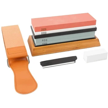 Whetstone Knife Sharpener Grit 400/1000/3000/6000 Waterstone Flattening Stone Kitchen Sharpener with NonSlip Bamboo Base
Whetstone Knife Sharpener Grit 400/1000/3000/6000 Waterstone Flattening Stone Kitchen Sharpener with NonSlip Bamboo Base