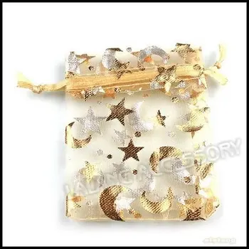 Organza Pouches Gift Bags Gold Moon& Star Patterns Fit Wedding and Festival Party 120400 100pcs/lot Wholesale 7x9cm 7cm Fabric
Organza Pouches Gift Bags Gold Moon& Star Patterns Fit Wedding and Festival Party 120400 100pcs/lot Wholesale 7x9cm 7cm Fabric