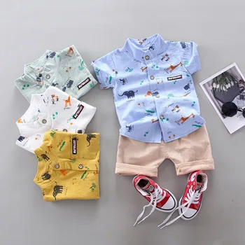 2020 New Boy Cotton Short-Sleeve Suit Summer Fall/New Shirt Two-piece Shirt + Pants 1-4 Years Old 
2020 New Boy Cotton Short-Sleeve Suit Summer Fall/New Shirt Two-piece Shirt + Pants 1-4 Years Old