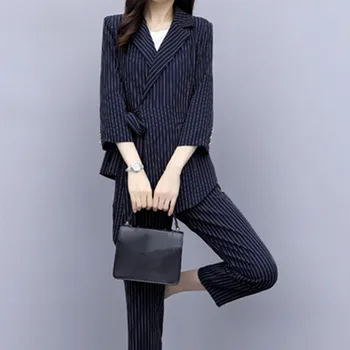 Work Pant Suits Ol 2 Piece Sets Striped Blazer Jacket And Trousers Women Set Spring Autumn Office Lady Slim Suits
Work Pant Suits Ol 2 Piece Sets Striped Blazer Jacket And Trousers Women Set Spring Autumn Office Lady Slim Suits
