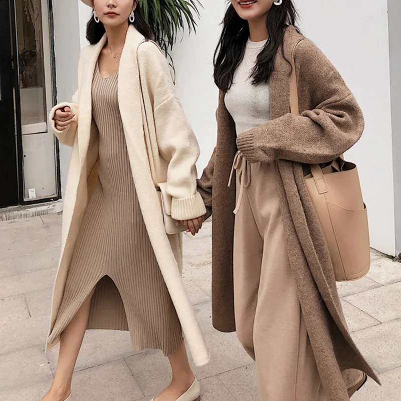 Autumn And Winter Knitted Cardigan Mid-Length Sweater Loose Jacket Thickened Women
Autumn And Winter Knitted Cardigan Mid-Length Sweater Loose Jacket Thickened Women