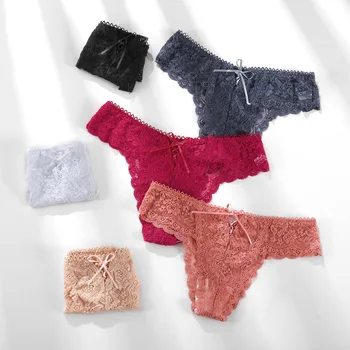 Women Sexy Lace Lingerie Temptation Low-waist Panties Embroidery Thong Transparent Hollow out Underwear Female G String 
Women Sexy Lace Lingerie Temptation Low-waist Panties Embroidery Thong Transparent Hollow out Underwear Female G String