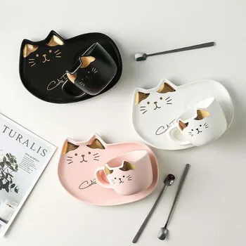 High-grade Ceramic Coffee Cup Cat Printing Saucer Coffee Cup Box Set Simple European Style Cappuccino Cups Office Home Latte Cup
High-grade Ceramic Coffee Cup Cat Printing Saucer Coffee Cup Box Set Simple European Style Cappuccino Cups Office Home Latte Cup