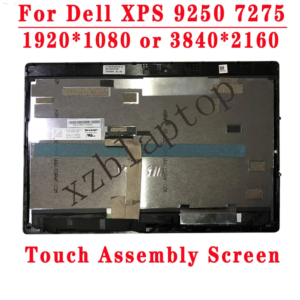 

12.5" Touch screen LCD Assembly For Dell XPS 7275 1920X1080 FHD LQ125M1JW31 DP/N 0814WM OR UHD 3840X2160 LQ125D1JW31 DP/N 0HGMJ6