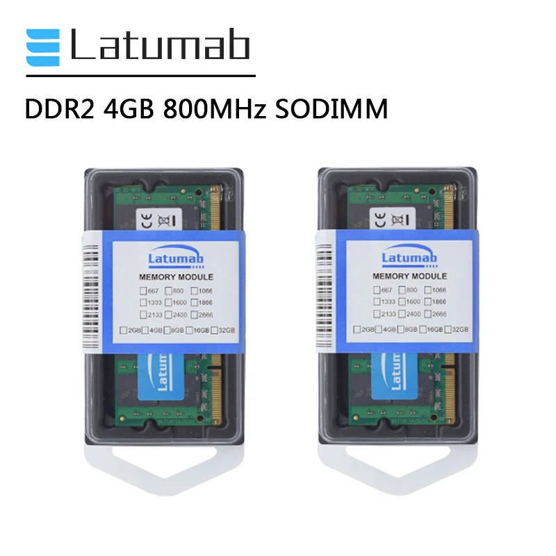 Оперативная память Latumab DDR2 модуль ОЗУ для ноутбука 4 ГБ 8 800 МГц PC2-6400 SODIMM 1 в 200