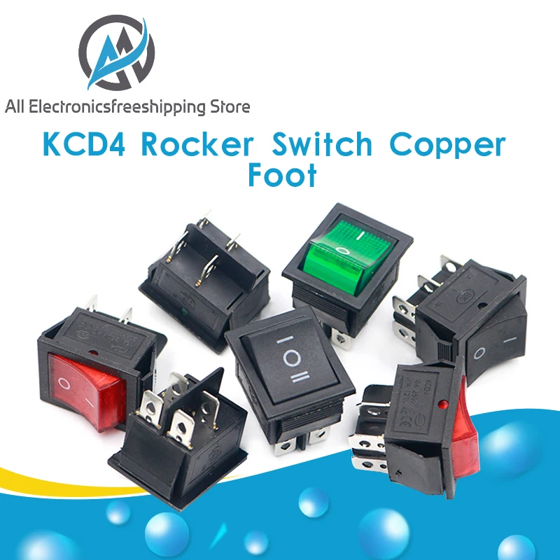 KCD4 Rocker Switch Button ON OFF 2 Position 4 Pins 6 Pins Electrical Equipment With Light Power Switch 16A 250VAC AC 250V
KCD4 Rocker Switch Button ON OFF 2 Position 4 Pins 6 Pins Electrical Equipment With Light Power Switch 16A 250VAC AC 250V