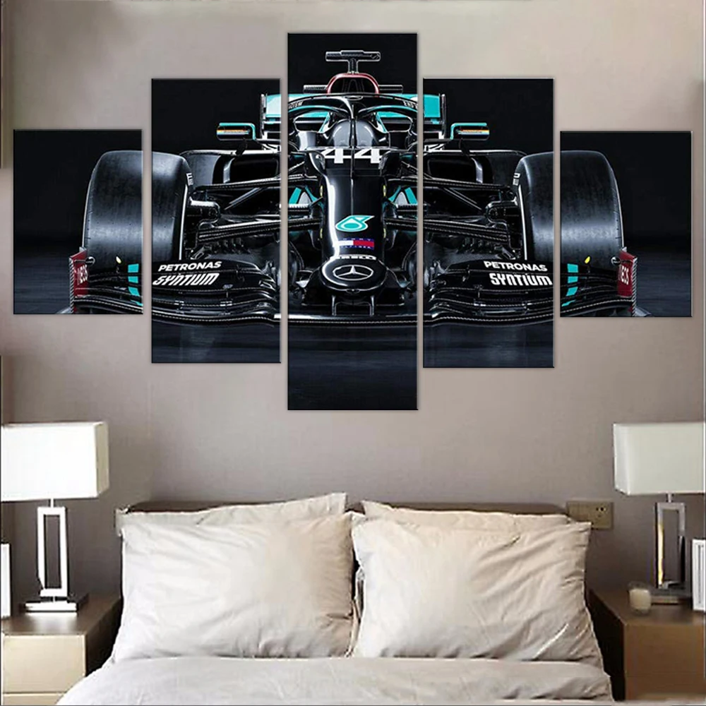 

No Framed Canvas 5Pcs AMG Formula 1 W11 Sports Car Wall Art Posters Pictures Paintings Home Decor for Living Room Decorations