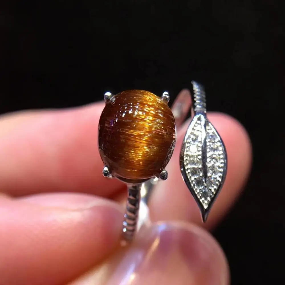 Top Quality Natural Copper Rutilated Quartz Cat Eye Crystal Adjustable Leaf Oval Bead Ring 9mm Women Men AAAAA Certificate
Top Quality Natural Copper Rutilated Quartz Cat Eye Crystal Adjustable Leaf Oval Bead Ring 9mm Women Men AAAAA Certificate