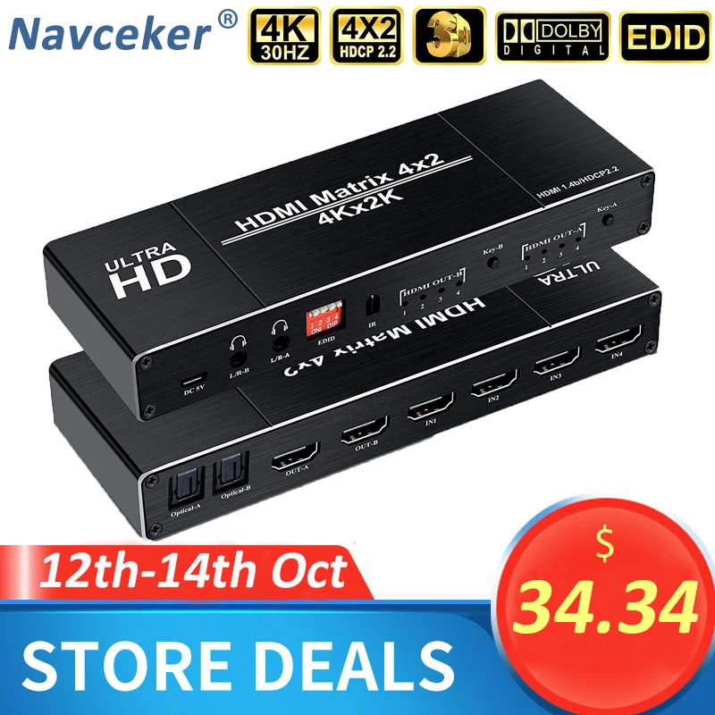 2020 Best 4K 4x2 HDMI Matrix Switch Splitter Switcher EDID Setting HDMI Switch 4x2 with Dual SPDIF & Optical Toslink HDMI Matrix
2020 Best 4K 4x2 HDMI Matrix Switch Splitter Switcher EDID Setting HDMI Switch 4x2 with Dual SPDIF & Optical Toslink HDMI Matrix