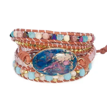 Fashion Bracelet with Natural Stone Bohemian Style Multi-layer Handmade woven Leather Wrap Decorative Bracelet Jewelry for Women 
Fashion Bracelet with Natural Stone Bohemian Style Multi-layer Handmade woven Leather Wrap Decorative Bracelet Jewelry for Women