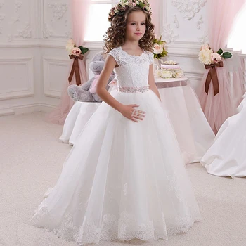 White Flower Girl Dresses For Weddings A-line Cap Sleeves Tulle Lace Beaded Long First Communion Dresses For Little Girls
White Flower Girl Dresses For Weddings A-line Cap Sleeves Tulle Lace Beaded Long First Communion Dresses For Little Girls