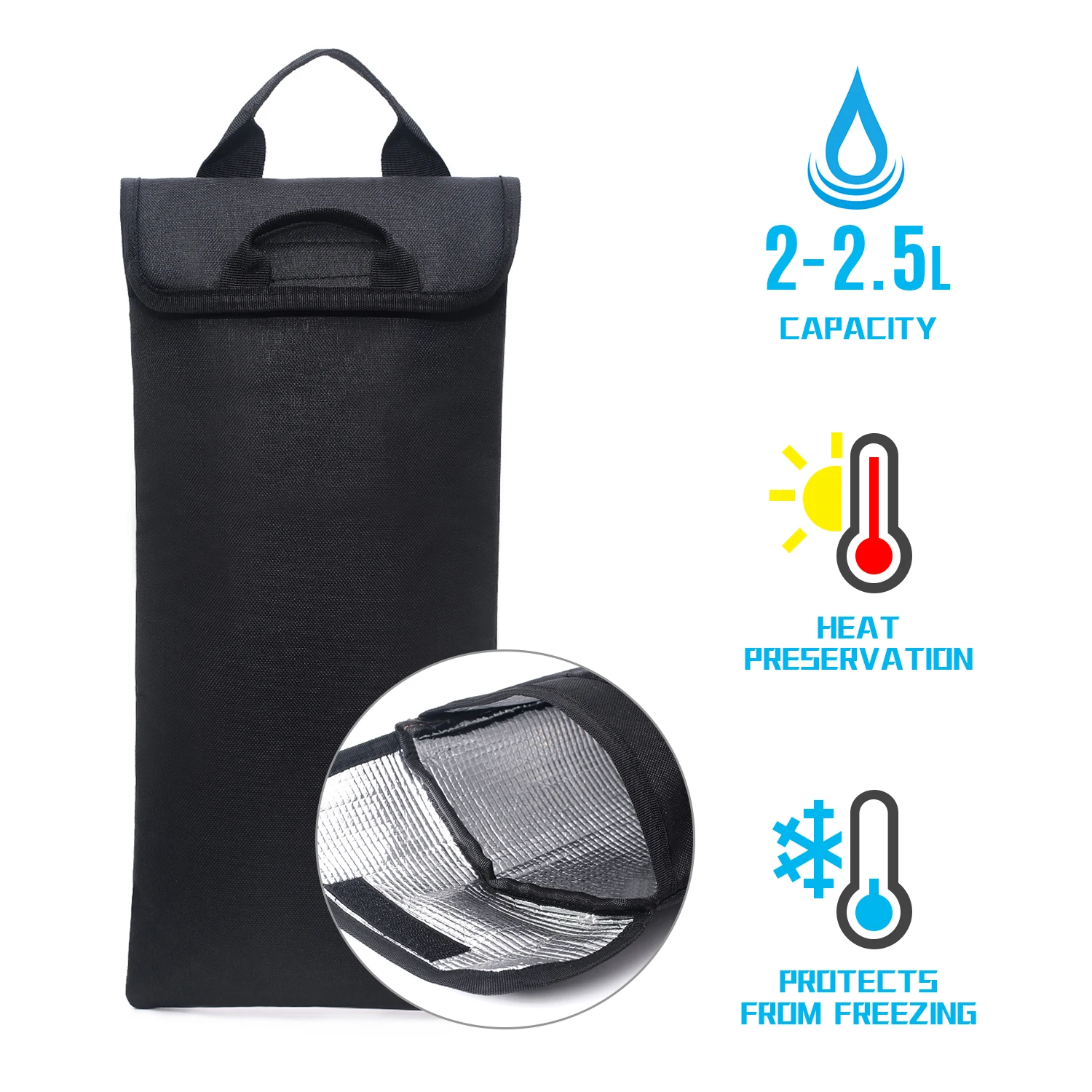 Insulated Cooler Bag Protective Insulated Sleeve for 2-2.5L Water Bladder for Hiking Cycling Mountaineering Camping
Insulated Cooler Bag Protective Insulated Sleeve for 2-2.5L Water Bladder for Hiking Cycling Mountaineering Camping