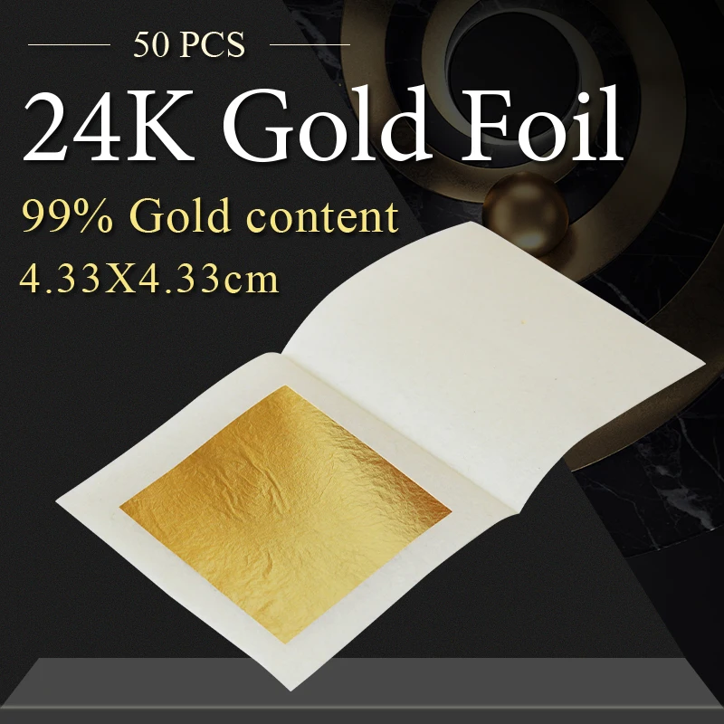 50pcs Edible Gold Leaf Sheets 4.33x4.33cm Mini Gold Foil Gold Flakes Craft Paper For Food Cake Earings Decoration
50pcs Edible Gold Leaf Sheets 4.33x4.33cm Mini Gold Foil Gold Flakes Craft Paper For Food Cake Earings Decoration