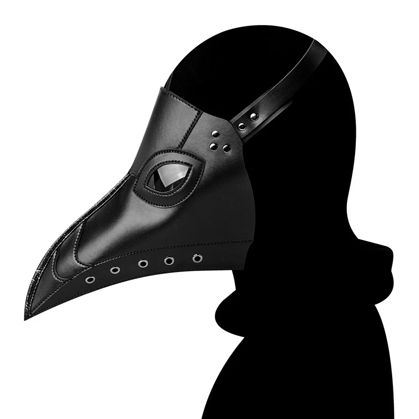 

Scary Plague Doctor Mask Cosplay Halloween Funny Black Beak PU Leather Halloween Medieval Steampunks Masks Hat Prop Carnival