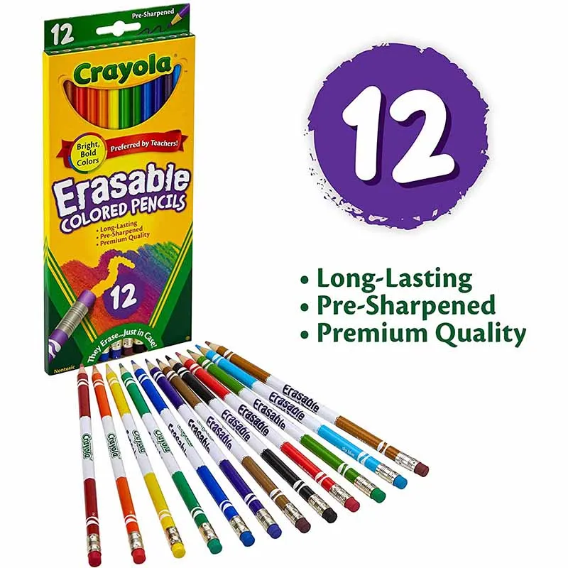 Crayola стираемые цветные карандаши для рисования эскизов нетоксичные разноцветные
