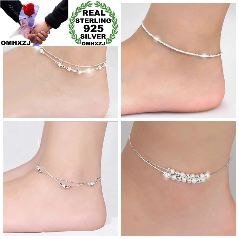 OMHXZJ Wholesale European Fashion Woman Girl Party Birthday Gift Two Layers Star Beads Two Lines 925 Sterling Silver Anklet JL02
OMHXZJ Wholesale European Fashion Woman Girl Party Birthday Gift Two Layers Star Beads Two Lines 925 Sterling Silver Anklet JL02