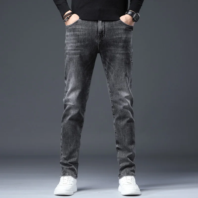 2021 Autumn Brand Black gray Fitted Straight Jeans Classic Style Young Men's Casual Slim Stretch Denim Jeans 
2021 Autumn Brand Black gray Fitted Straight Jeans Classic Style Young Men's Casual Slim Stretch Denim Jeans