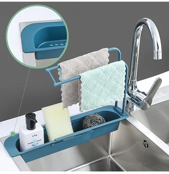 Telescopic Sink Shelf Soap Sponge Drain Rack Storage Basket Kitchen Faucet Holder Adjustable Bathroom Holder Kitchen Accessories 
Telescopic Sink Shelf Soap Sponge Drain Rack Storage Basket Kitchen Faucet Holder Adjustable Bathroom Holder Kitchen Accessories