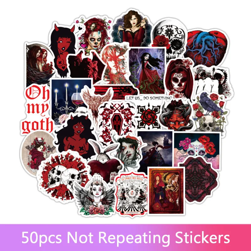 50pcs European and American gothic dark red series graffiti stickers waterproof trolley case notebook skateboard stickers gifts
50pcs European and American gothic dark red series graffiti stickers waterproof trolley case notebook skateboard stickers gifts