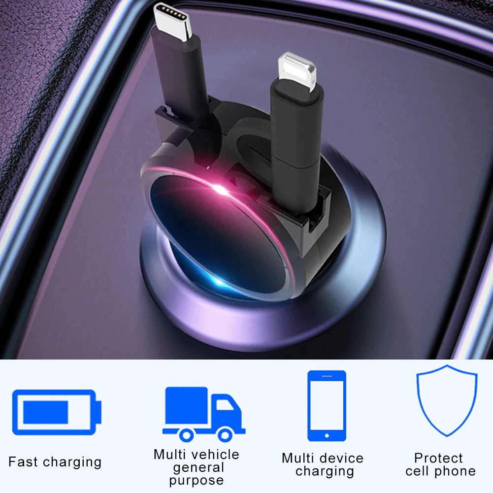 Useful Phone Accessories Fast Charging Car Charging Adapter Retractable Micro-USB/Lightning+Type-C Charging Cable
Useful Phone Accessories Fast Charging Car Charging Adapter Retractable Micro-USB/Lightning+Type-C Charging Cable