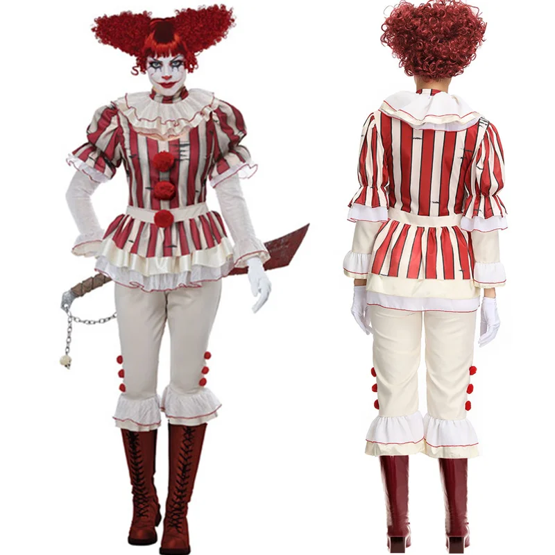 Deluxe Halloween Costume Women Adult 3pcs Clown Stephen King's Cosplay Costume Female Role Play Cosplay Killer Clown Outfit Suit
Deluxe Halloween Costume Women Adult 3pcs Clown Stephen King's Cosplay Costume Female Role Play Cosplay Killer Clown Outfit Suit