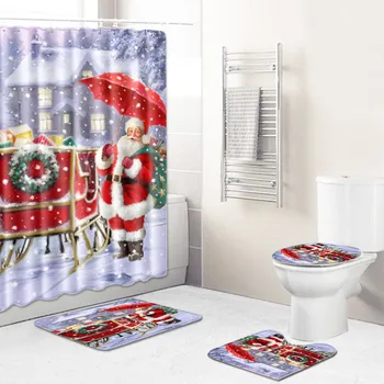 Christmas Waterproof Shower Curtain Pedestal Rug Lid Toilet Cover Bath Mat Happy New Year Santa Claus Red Bathroom Xmas Decor
Christmas Waterproof Shower Curtain Pedestal Rug Lid Toilet Cover Bath Mat Happy New Year Santa Claus Red Bathroom Xmas Decor