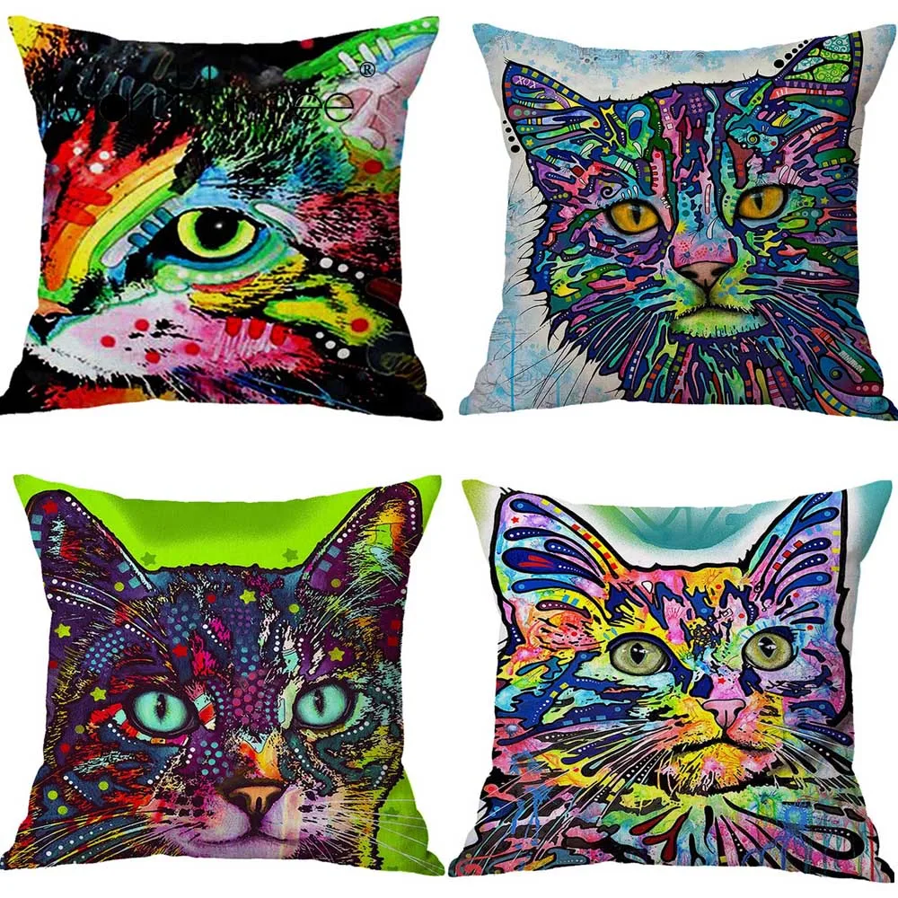 Cute Cat Printed Pattern Cushion Cover Linen Home Decorative Colorful Cats Pillow Case Sofa Bed Chair Pillowcase 
Cute Cat Printed Pattern Cushion Cover Linen Home Decorative Colorful Cats Pillow Case Sofa Bed Chair Pillowcase