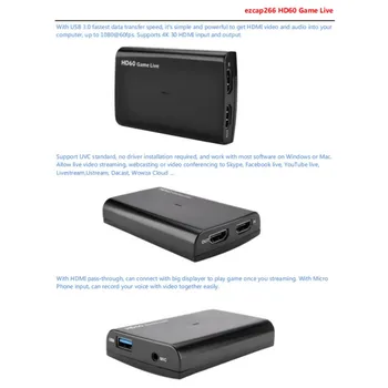 convert HDMI to USB3.0/type-c. 1080P@60fps, HDMI 4K 30 input & output, Mic together EzCAP266 USB3.0 HD Video capture card
convert HDMI to USB3.0/type-c. 1080P@60fps, HDMI 4K 30 input & output, Mic together EzCAP266 USB3.0 HD Video capture card