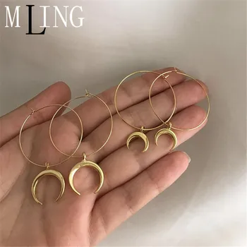 MLING Vintage Gold Alloy Earrings Newest Horn Moon Earrings for Women 
MLING Vintage Gold Alloy Earrings Newest Horn Moon Earrings for Women