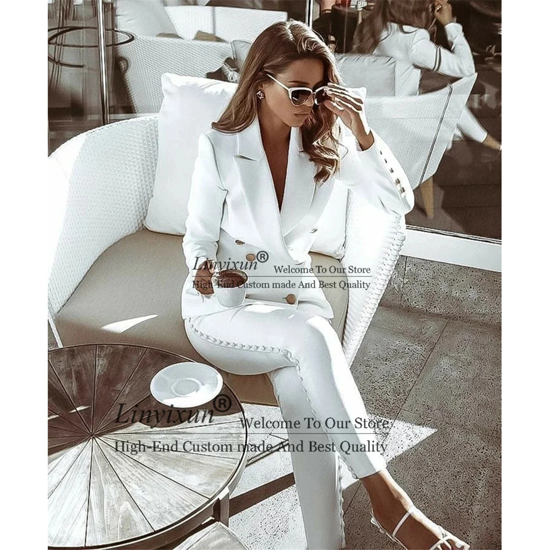 New Fashion Slim Fit Pants Suits Gold Double Breasted Leisure Outfits Evening Party Mother Of the Bride Wedding Formal Wear 2Pcs
New Fashion Slim Fit Pants Suits Gold Double Breasted Leisure Outfits Evening Party Mother Of the Bride Wedding Formal Wear 2Pcs