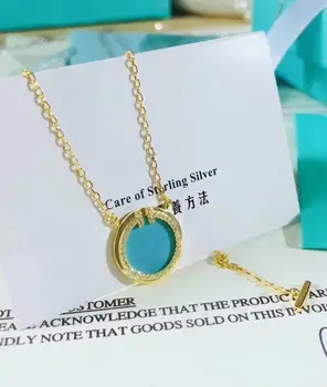 XL TFB Original 925 Sterling Silver Pop Gold Round Blue Necklace with Logo Women's Jewelry Free Shipping.
XL TFB Original 925 Sterling Silver Pop Gold Round Blue Necklace with Logo Women's Jewelry Free Shipping.