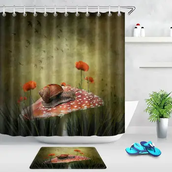 Mushroom Snail Waterproof Shower Curtain Bath Mat Spring Landscape Polyester Fabric Bathroom Curtain with Hooks Machine Washable
Mushroom Snail Waterproof Shower Curtain Bath Mat Spring Landscape Polyester Fabric Bathroom Curtain with Hooks Machine Washable