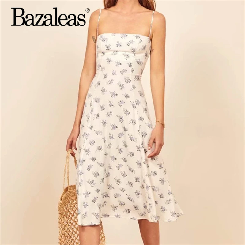 Bazaleas Vintage Slim women midi dress Retro Floral Print spaghetti strap Summer Dress Chic Back Zipper vestidos Drop shipping
Bazaleas Vintage Slim women midi dress Retro Floral Print spaghetti strap Summer Dress Chic Back Zipper vestidos Drop shipping